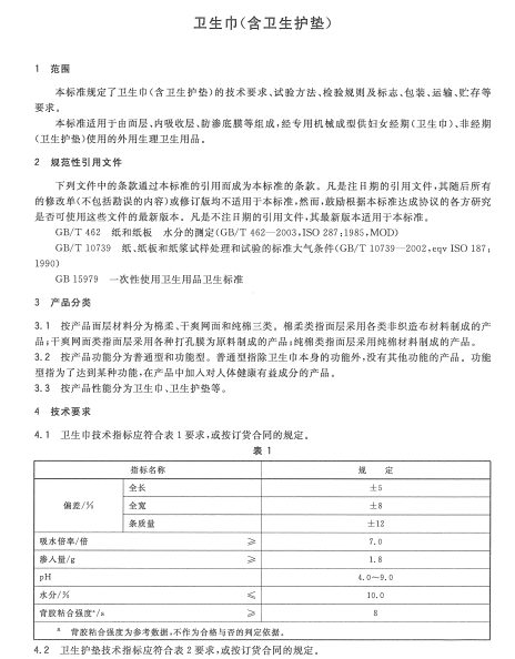 GB-T 8939-2008 衛(wèi)生巾(含衛(wèi)生護墊)